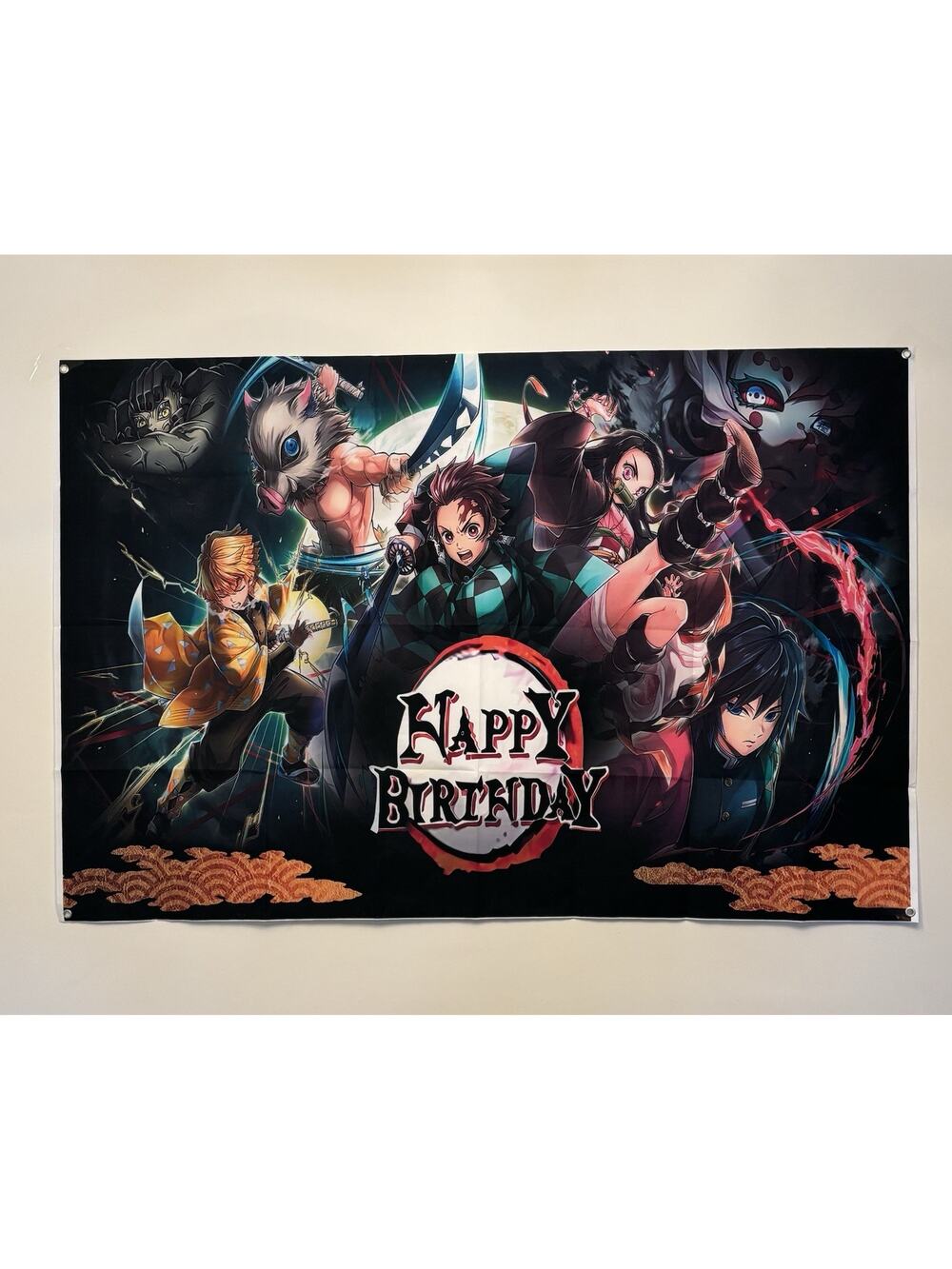 Demon Slayer Theme Birthday Party Backdrop 5x3ft Happy Birthday Banner Decor
